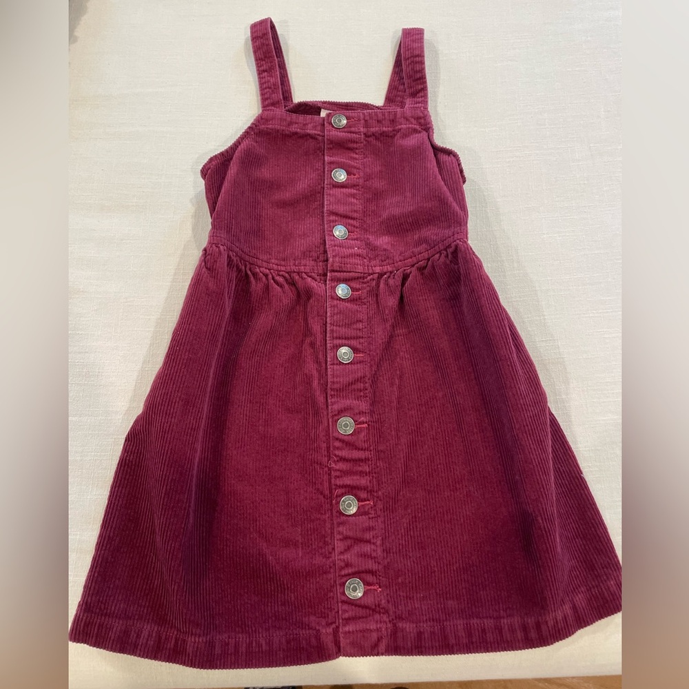 Cat & Jack Maroon Corduroy Overall Dress Size 8
